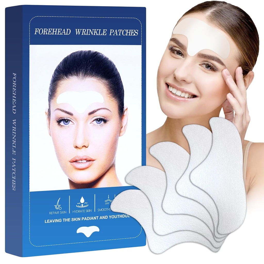 Forhead Scrinkle Patch 12Pcs - Piringan wajah untuk keriput, Anti- Wrinkle dengan Aloe Collagen & Vitamin E, Forhead Wrinkles Treatment for Women