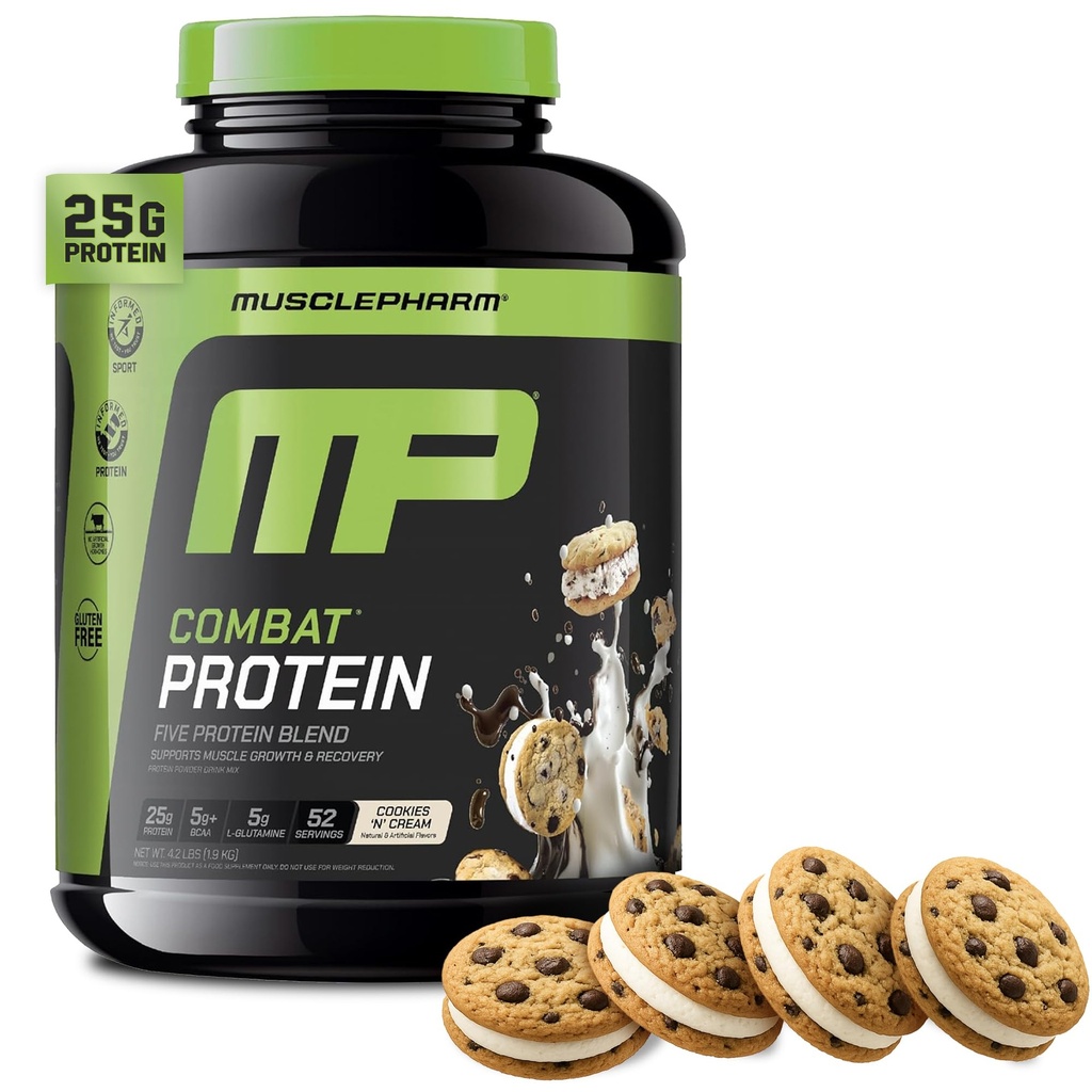 Kompedu Protein MusclePharm, Komet 'N' Cream Flavor, Fuels Muscles for Productive Workouts, 5 Protein Sumber termasuk Whey Protein Isolat & Egg Albumin, Gluten Free, 4 Ibs, 52 Servings