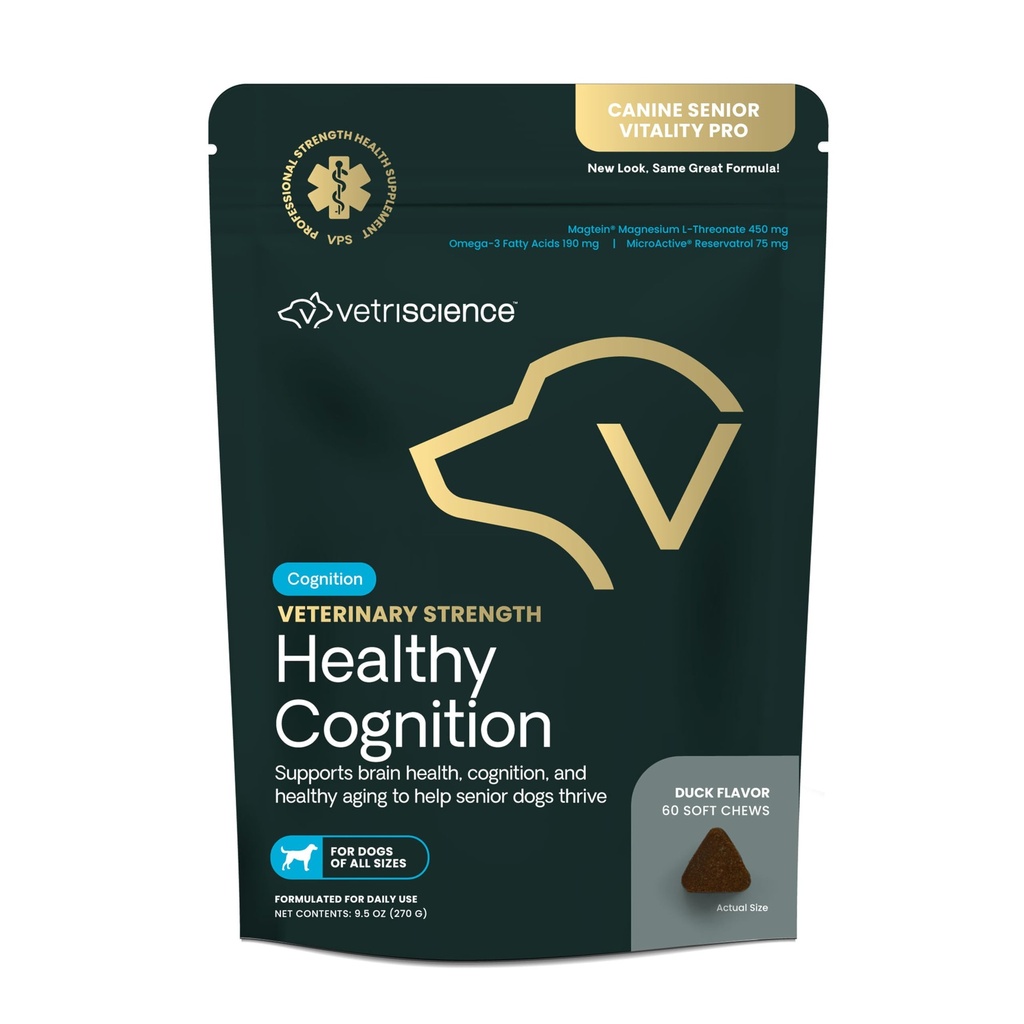 VetriScience Veterinary Energy Healthy Cognition - Senior Wellness Suplement for Dogs - Support Cognition, Immune Fungsi & Metabolisme - 60 Count