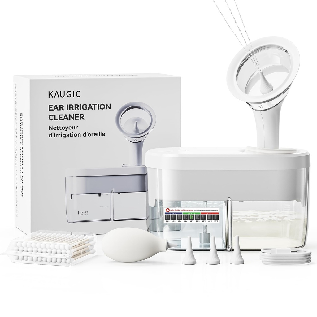 Electric Ear Wax Removal Kit - Water pouned Ear Irrigation System dengan Sewage Collection, 4 Clean Modes, Aman & Efektif, 3 Ear Tips untuk Dewasa