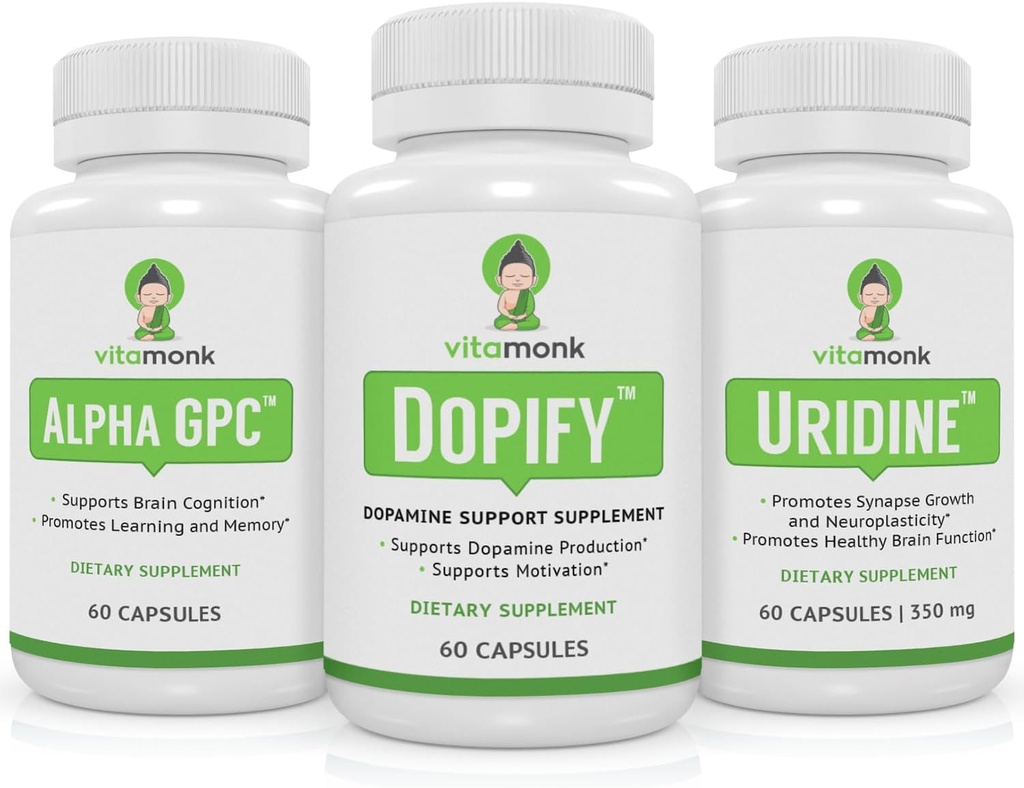 Tambahan Dopamin Dipasangkan dengan Alpha GPC dan Uridine - Neuro Boost Duo