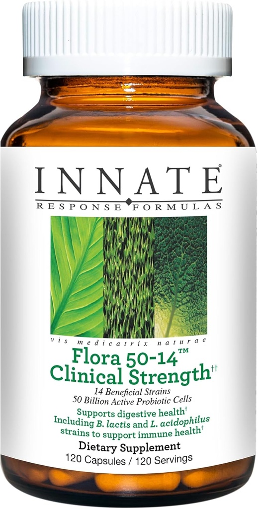 Response Formula Flora 50- 14 Clinical Power - Probiotic Suplemen dengan 50 Billion CFU - 14 Strains Probiotic - Vegetarian dan Non-GMO - Dibuat Tanpa 9 Food Allergens - 120 Capsules