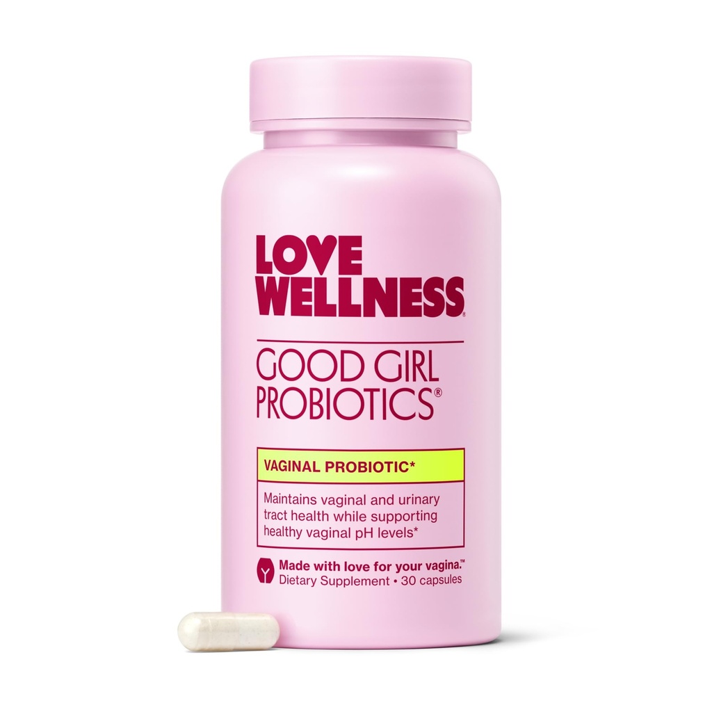 Cinta Wellness Good Girl Probiotic 124; Perempuan 's Vaginal Kesehatan & pH Suplemen Atlet 124; 9-Strain Probiotic for Urinary Tract, Yeast, Odor & Imune Dukung 124; Gluten- Free 124; 30 CT, 30-Day Supply