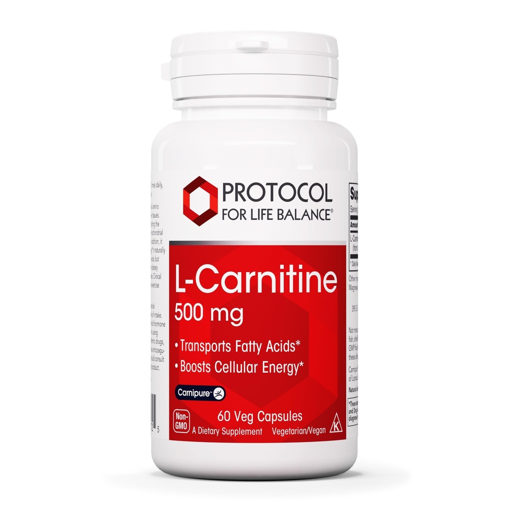 PROTOCOL UNTUK HIDUP BALANCE L- Carnitine 500mg - Cell Energy Metabolism - Latihan Performance, Recovery - 60 Veg Caps