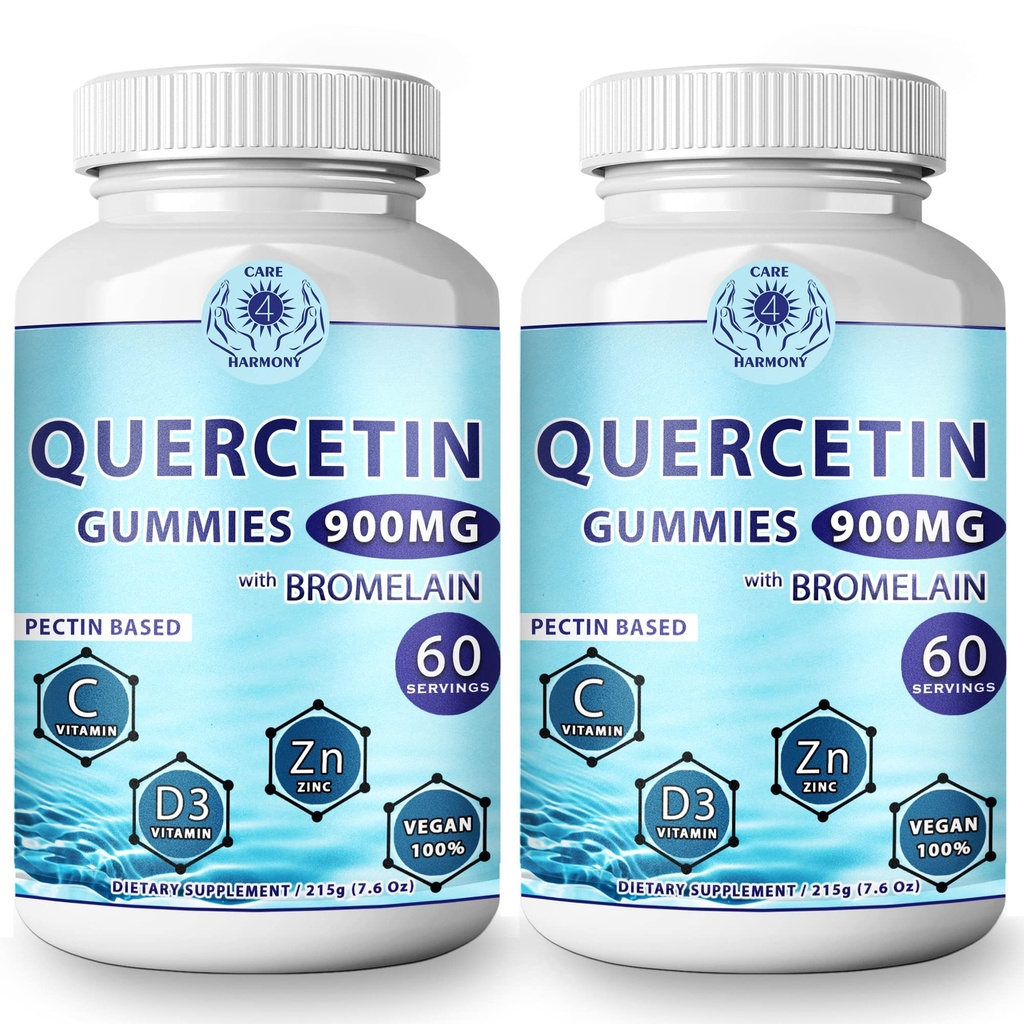 (2 Kemas) Quercetin Gummies - Quercetin dengan Bromelain Vitamin C + Zinc Vitamin D3 - Quercetin 900mg Suplemen - Quercetin untuk Anak-anak dan Dewasa (2)