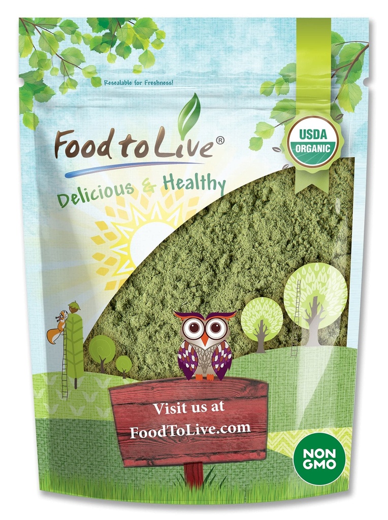 Makanan untuk Powder Organik Hidup Alfalfa, 1.5 Pounds - Non- GMO, Raw Died Whole Young Leaves, Vegan, Great for Baking, Juice, Smoothies, Shakes, Tea, and Minds. Sumber Baik dari Dietary Fiber dan Protein