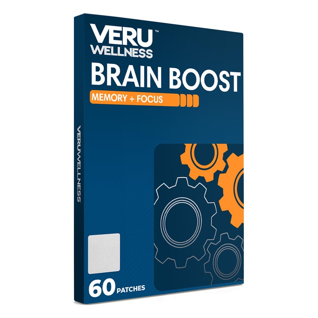 Veru Wellness Brain Boost Cognitive Patch - Daily Memory, Alternation and Focus Brain Support - Ginko Bilboa, Rhodiola Rosea, MCT (60 Hari)