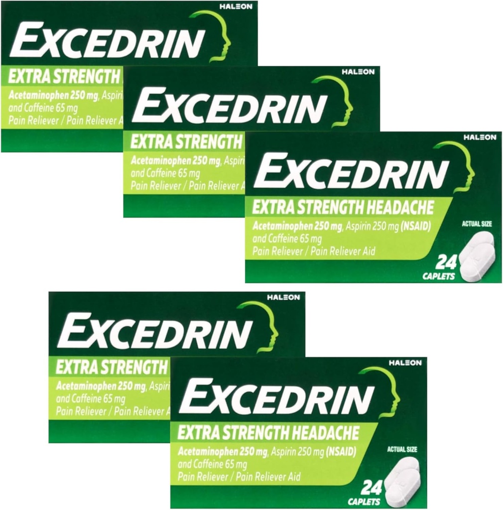 Excedrin Ekstra Kekuatan - 24 Caplets, Paket 5