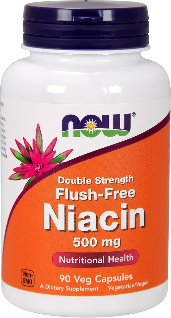 Sekarang Foods Flush Free Niachin Kekuatan Ganda 640mg, 90 vcaps (Paket 2)