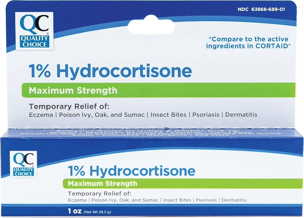 Pilihan Kualitas Maksimal Kekuatan Hydrocortisone Krim 1% 1 Ounce (28g), Kotak (Paket 6)