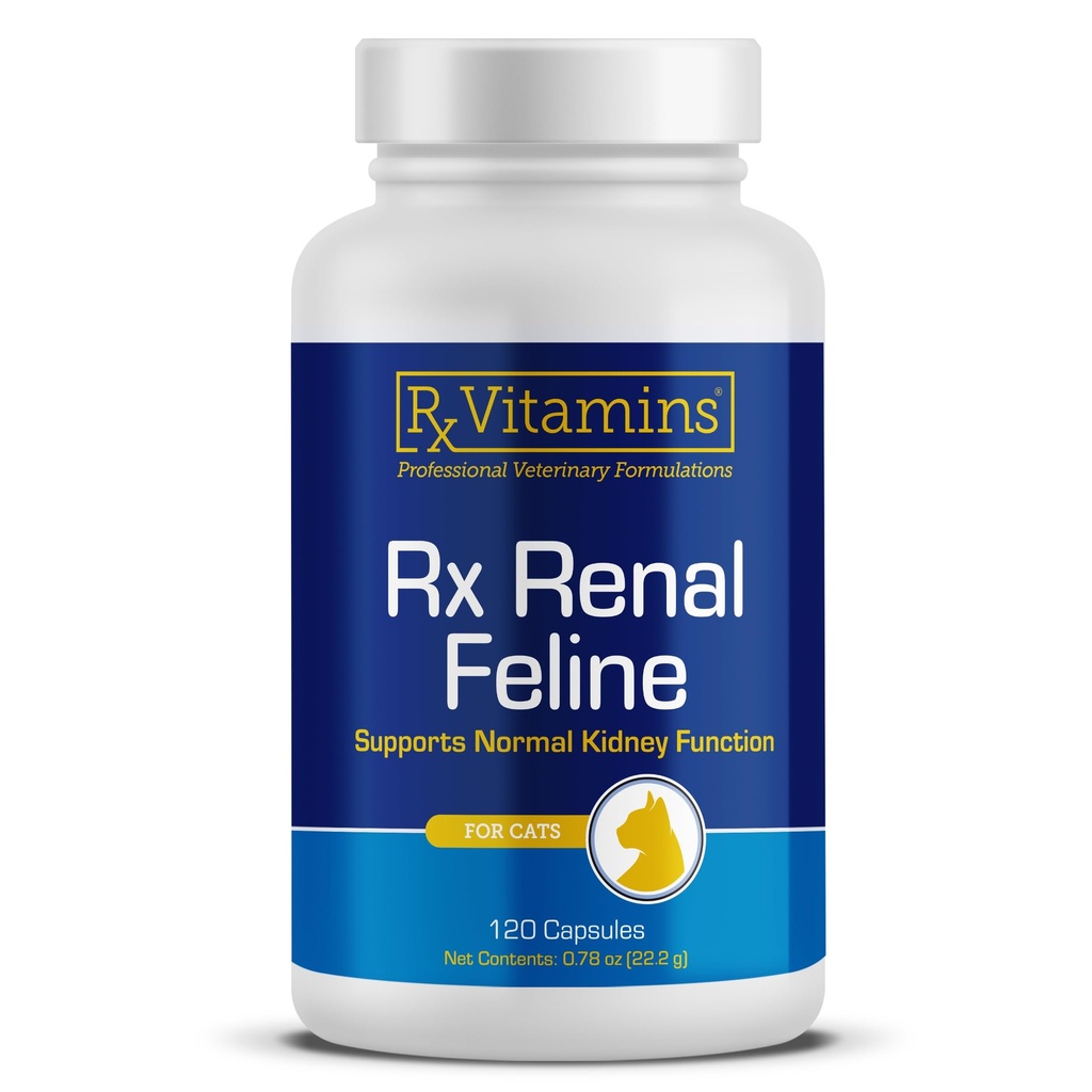 Rx Vitamin Renal Fare - Cat Kidney Dukungan dengan Milk Thistle untuk Kucing - Anti Inflammatory untuk Kucing - Boosts Cat Antioksidant Kesehatan & Cat Liver Dukungan - Cat Imune Booster - 120 Kapsul