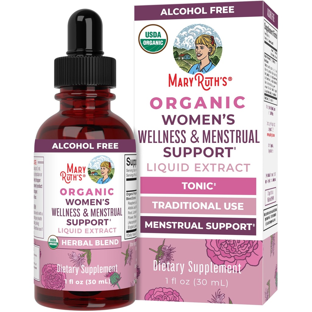 MaryRuth Organics USDA Organic Women Wellness Liquid Herbal Suplemen 124; Termasuk Stinging Nettle, Raspberry Leaf, Akar Eleuthero, Chaste Tree Berry 124; Menstrual Dukung 124; Nun-GMO, Vegan