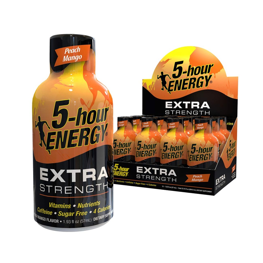 5-hour ENERGY Shot, Ekstra Kekuatan, Mangga Peach, 1.93 Ounce, 12 Count
