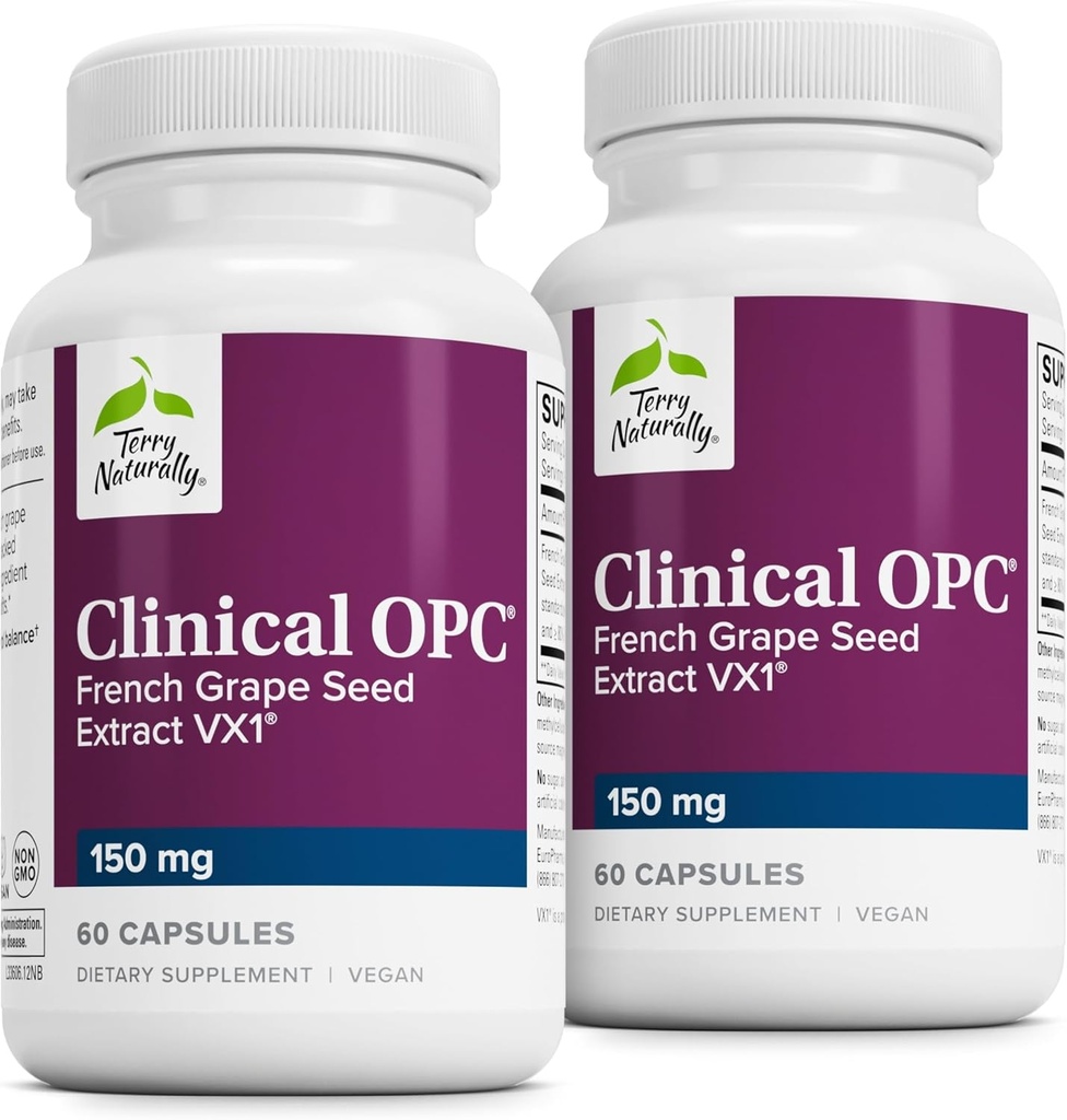Terry Course Clinical OPC - Cardiovascular Health & Focus Supplement - Dietary Extract & Sunflower Lecipy - Imune Dukungan - 150 mg, 60 Softgels (Paket 2)