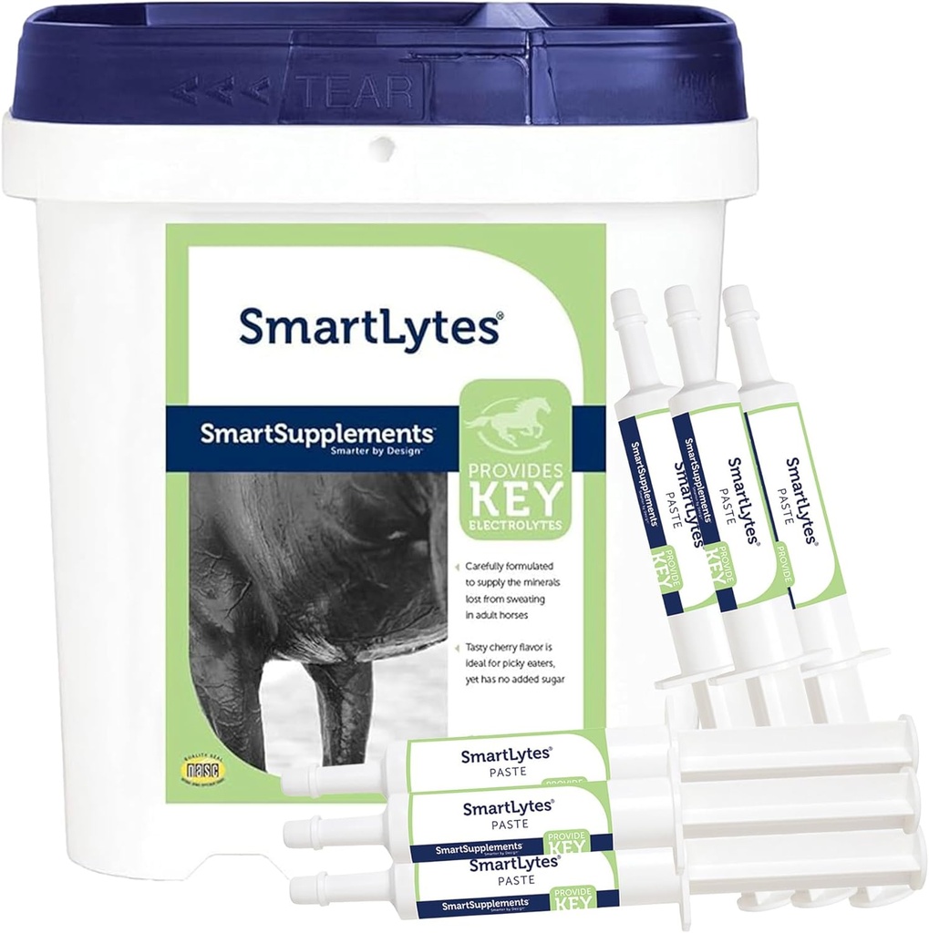 SmartEquine SmartLytes Horse Electrolyte Supplement & SmartLytes Temple Horse Electrolite Patte 6 Tubes Bundle, Envouges Hydration, Replenishes Electrolytes, No Added Sugar
