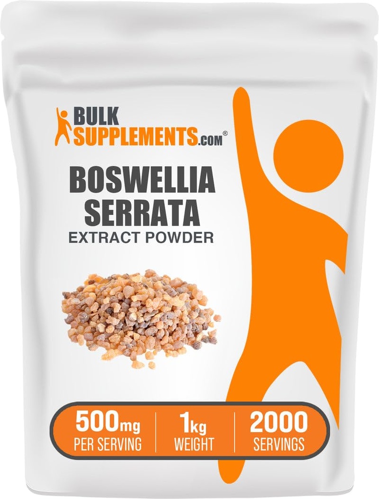 BulkSuppliments.com Boswellia Extract Powder Serrata - Boswellia Suplemen, dari Frankindogu Resin - Vegan & Gluten Bebas, 500mg per Serving, 12,2 lbs) (Paket 1)