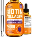 Liquid Collagen and Biotin Drops for Hair Growth 25.000 mcg - Made in USA Collagen & Biotin Vitamin for Hair Skin and Nails - Collagen dan Biotin Suplemen Perempuan dan Pria