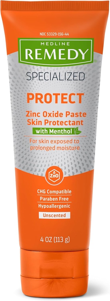 Medline Remedy Specializing Zinc Oxide Tempel dengan Menthol (4 oz Tube), Unscented, Calamine, Incontinuence Care, Diaper Rash, Perlindungan Wetness, hypopullergenic, Paraben Free, Dewasa, Soothing