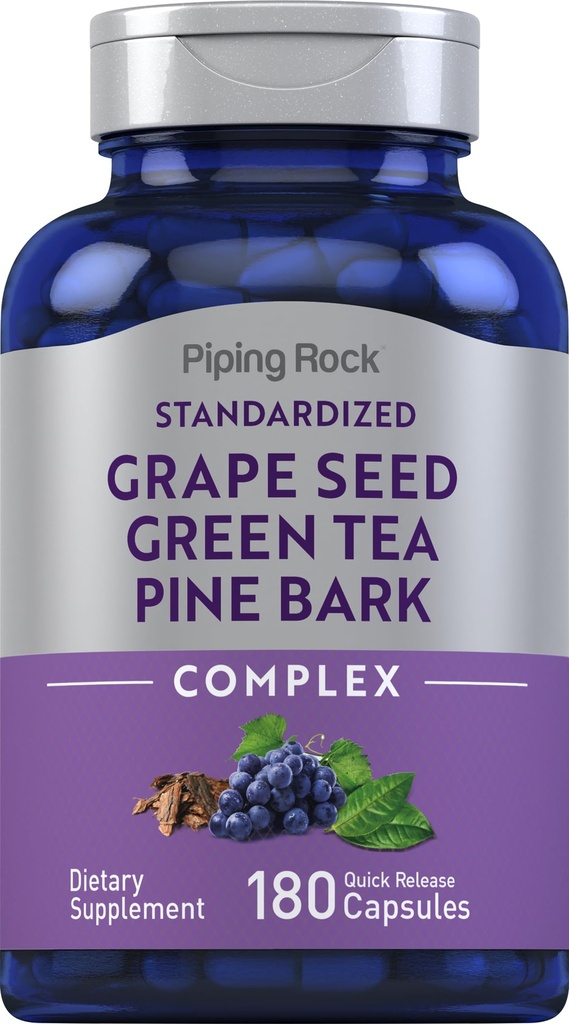 Benih Jeruk Batu Piping, Peteh Hijau & Pine Bark Kompleks 124; 180 Capsules 12.4; Ekstraksi Standardisasi 124; Non GMO, Gluten Free Suplemen