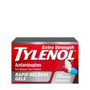 Tylenol Extra Strength Acetaminopenhen Rapid Gels, Extra Power Pain Reliever & Fever Reducer, Gelcaps with Laser- Driled Holes, 500 mg Acetaminopren, 50 ct
