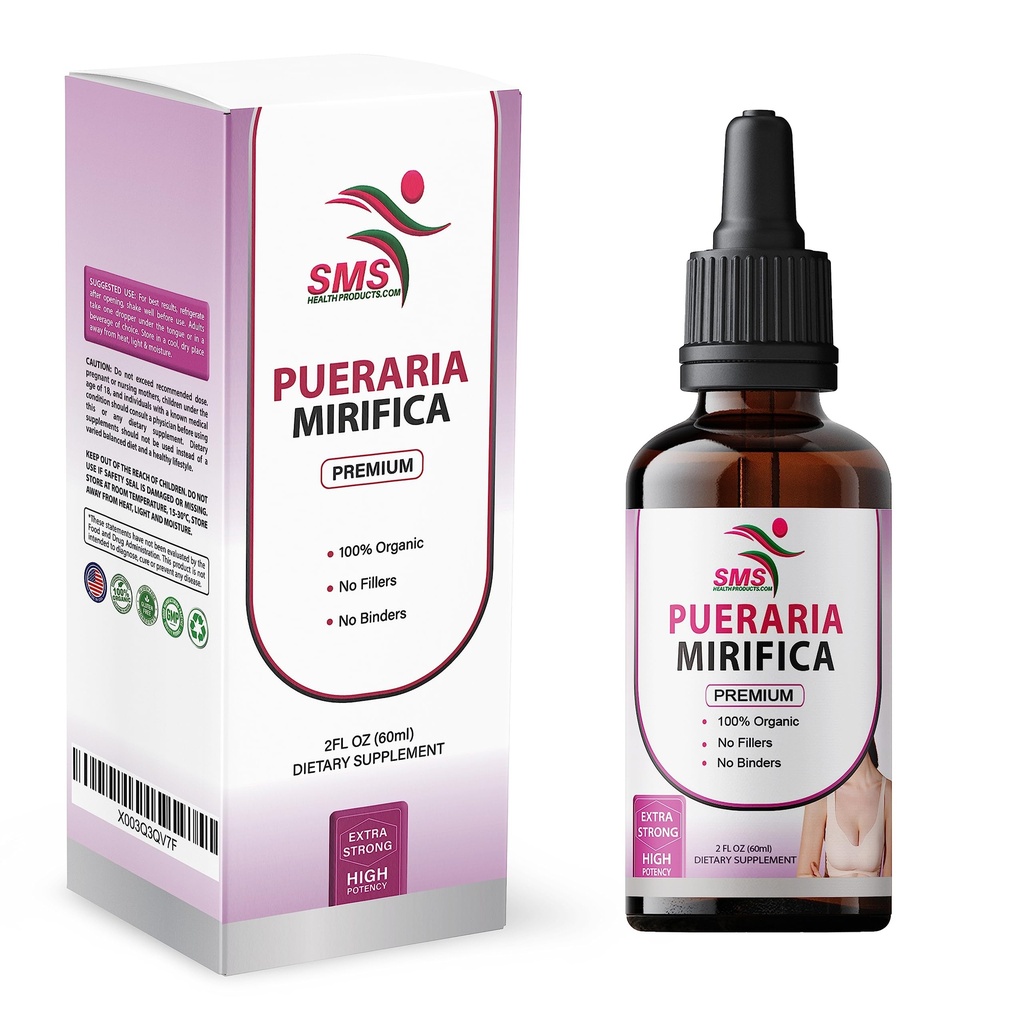 Pueraria Miffica Drops 126; Premium Grade 124; Herbal Liquid Extract 134; Non-GMO, Organik, Vegan, Alkohol Free Tincture 124; 2 Fl Oz (60ml)