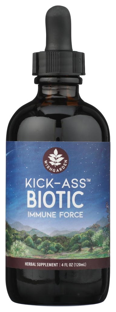 WishGarden Herbs Kick-Ass Biotic Hermune Herbal Biotic Formula dengan Usnea Lichen, Hops, Echinacea & Goldenseal, Supports Healthy Imune, Respiratory & Lymph System Fungsi, 4oz