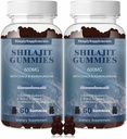 Shilajit Gummies 600mg, Shilajit Supplemen Trace Minements & Fulvic Acid for Energy and Imunity Surin Organik Shilajit untuk Pria & Women, Vegan, 60 Gummies (2 Pack)