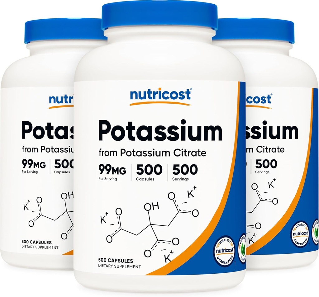 Nutricost Potasium Citrate 99mg, 500 Capsules (3 Botol)