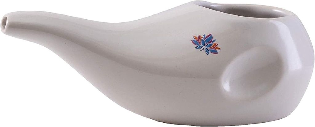 Best Rated Ceramic Neti Pot - Ergonomis Design and Hand- Made, Dove White