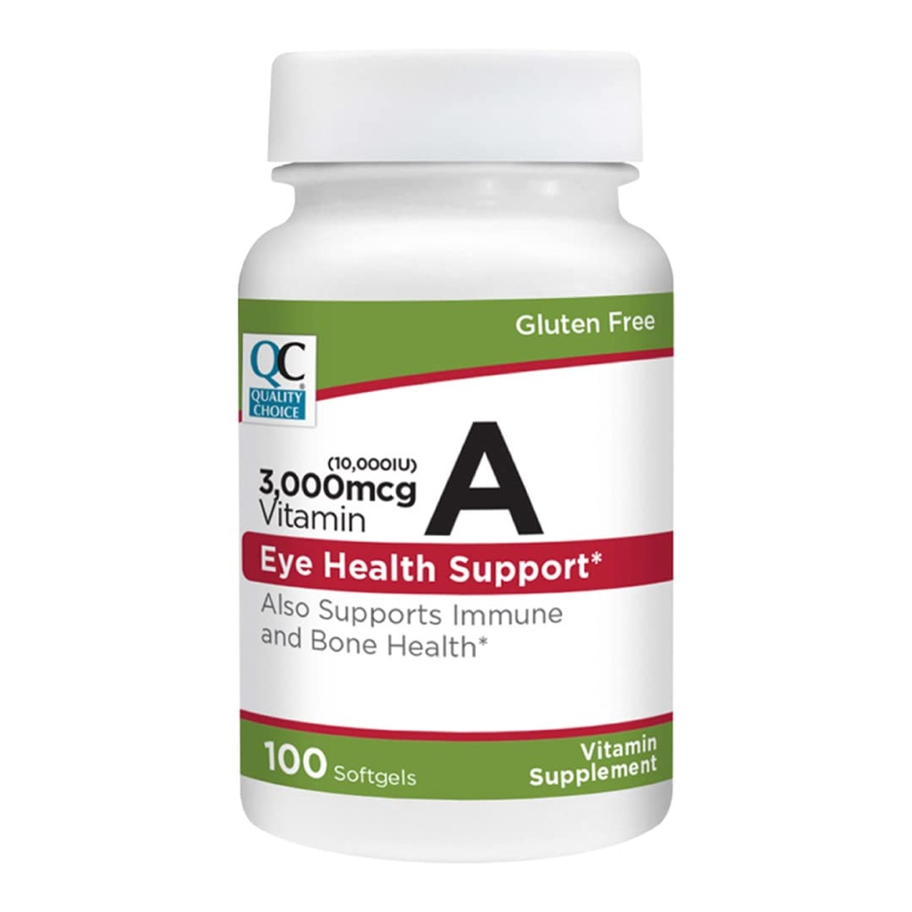 Kualitas memilih Vitamin A 3.000 mcg (10.000 IU) Softgels. Mendukung Sistem Immune, Vision, dan Fungsi Tulang. Potensi Tinggi Palmitat Formula 100 Softgels