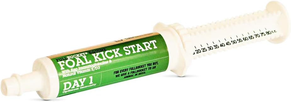 FullBucket Equine Foal Kickstart Tempel - Ideal untuk Foals Newborn pada Hari 1 untuk Mendukung Kesehatan Kebal & Digetical System Kesehatan, 1 Tabung