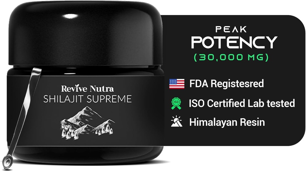 Shilajit for Men and Women - Potency High Hilayan Shilajit Resin, 90 Days Sundry in a vacum, 85 + Trace Minecer & Fulvic Acid, Lab Test - Proven for Energy Boost 124; Immune Support, 30g