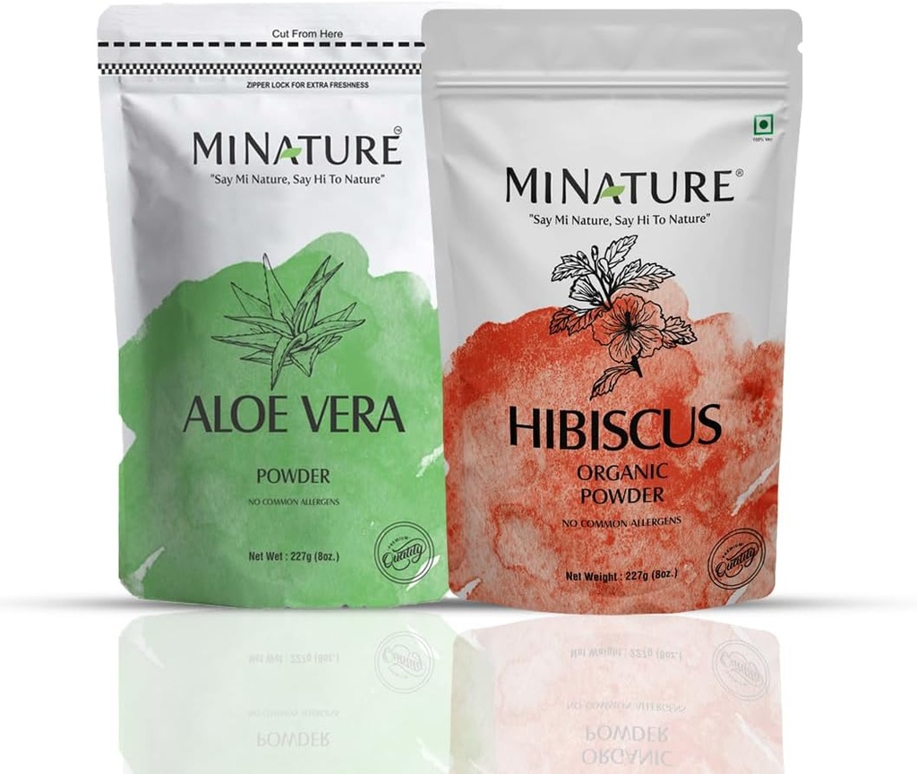 Aset of Aloe Vera Powder & Hibiscus Powder = 124; 227g Each 124; Murni & Natural 124; Free From Chemical & Preservatives