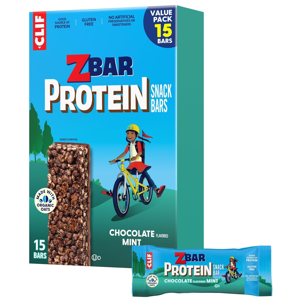 Zbar Protein - Chocolate Flavared Mint - Crispy Snack Bars - Made with Organic Oats - Non-GMO - 5g Protein - Gluten Free Protein Bars (15 Pack)