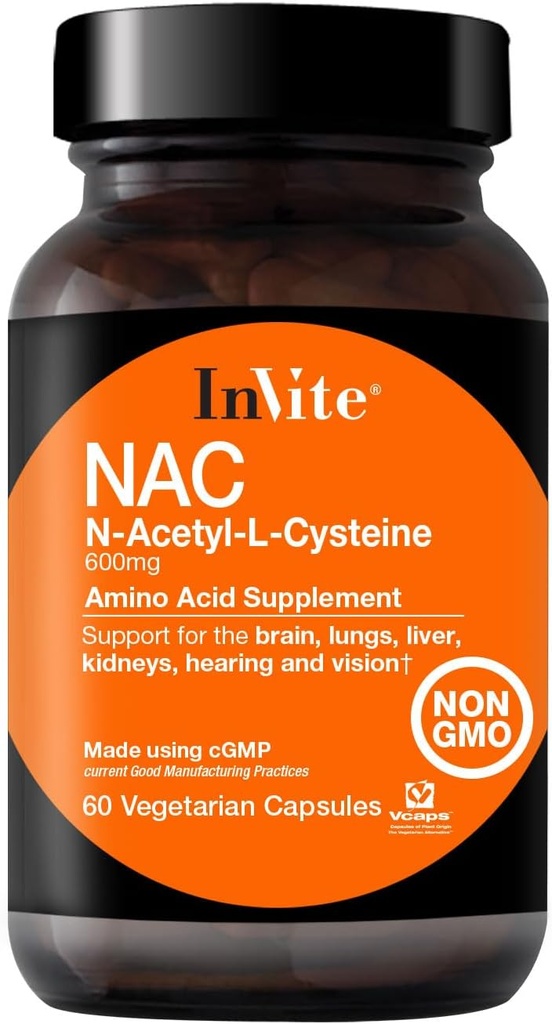 Undang Kesehatan N-Acetyl Cysteine (NAC) - Mendukung Liver dan Kesehatan Otak - Menyediakan Amino Amino Actile L- Cysteine dan sebuah Recursor ke Tripeptide Glutathione - 60 Vegetarian Capsules