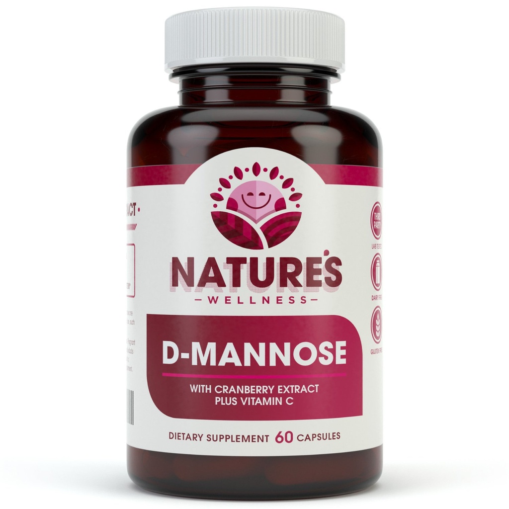 D MANNOSE with Cranberry Extract & Vitamin C - Urinary Trakt UT Cleanse & Bladder Health - Protects Against Urinary Tract Inflection UTI - Natural Heally Flush & Detox Ipurities H24; 60 Veg Capsule