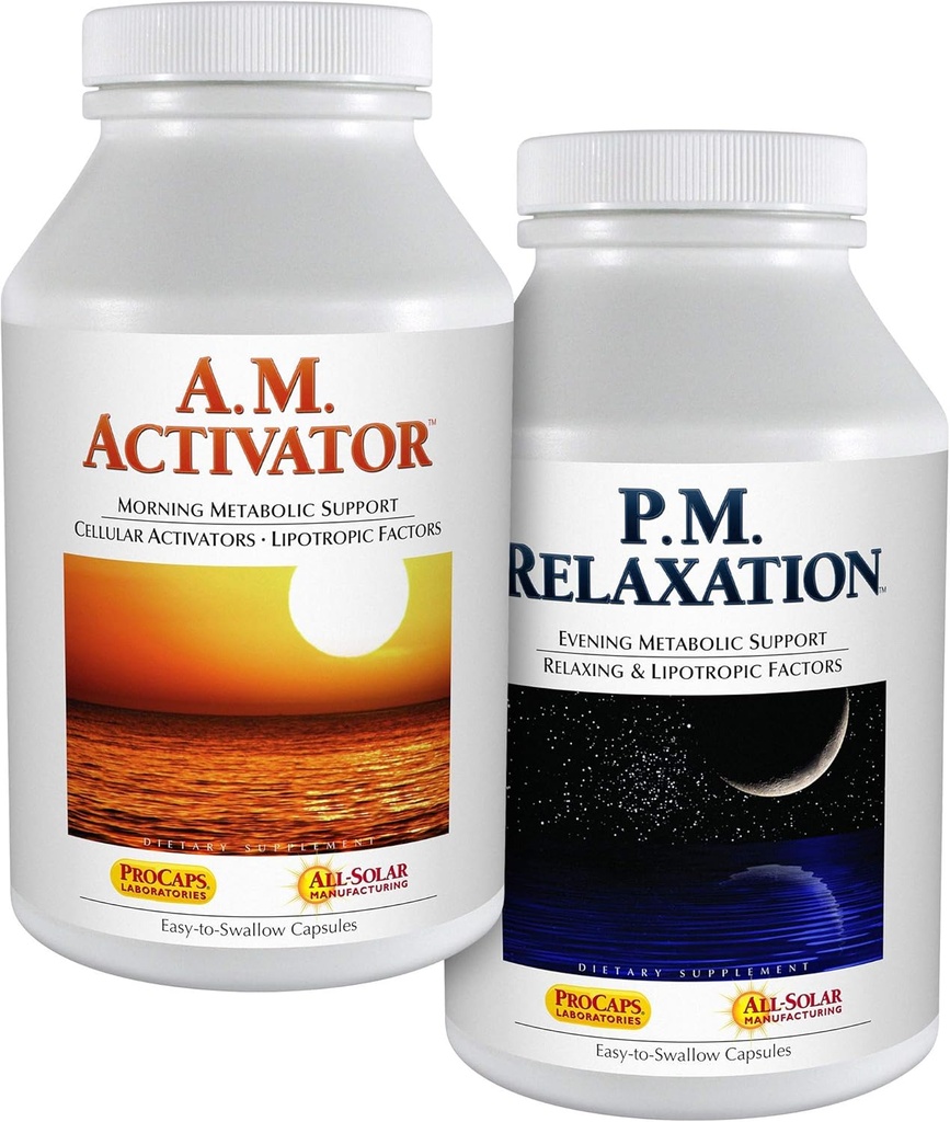 ANDREW LESSMAN A.M. Activator and P.M. Relaxation Kit - 30 Capsules Each - A.M Activator Promodes Energy and Fat Metabolisme Sementara Relaksasi P.M. Envouges a Restful Night 's Sleep