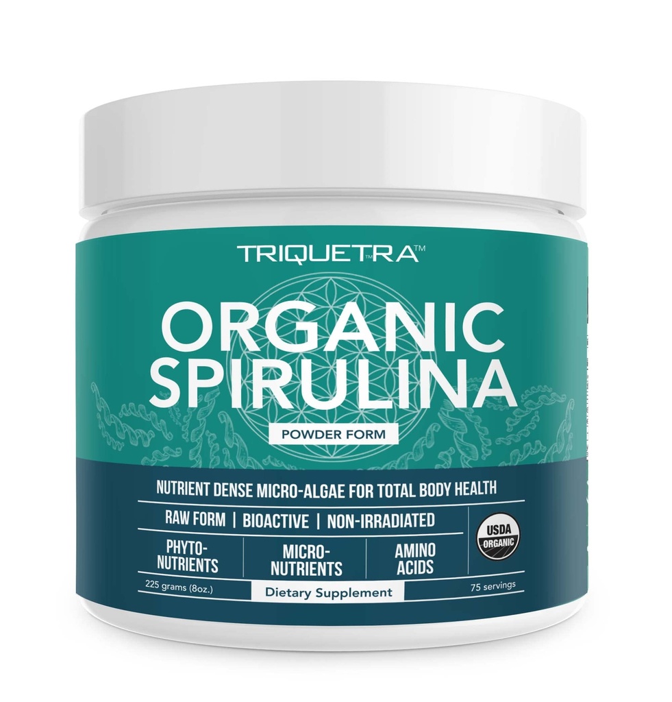 Spirulina Powder Organik - Dibuat dengan Parry ® Spirulina, Dikenal untuk Kesucian dan Kesucian Density - Vegan Farming - Non-Irradiated - Blue-Green Alga Superfood Supportations - 75 oz