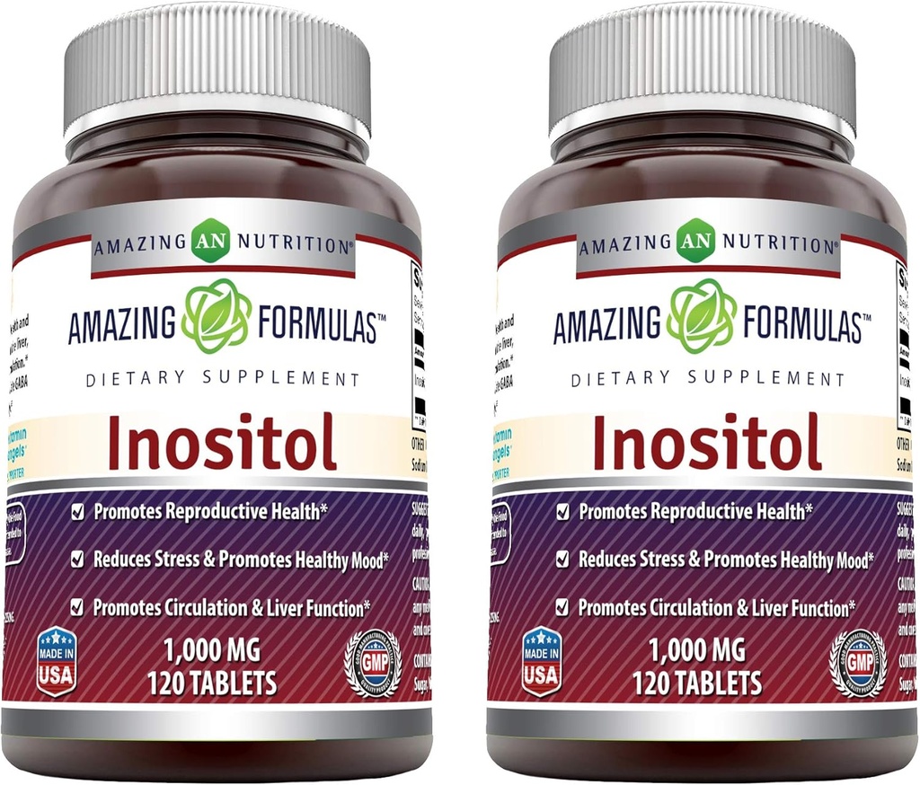 Amazing Formulas Inositol 1000mg Supplement (2 Pack, 120 Count)