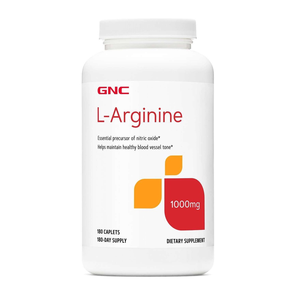 GNC L Arginine 1000mg Suppplement, Support Healthy Blood Vessel Tone, 180 Servis