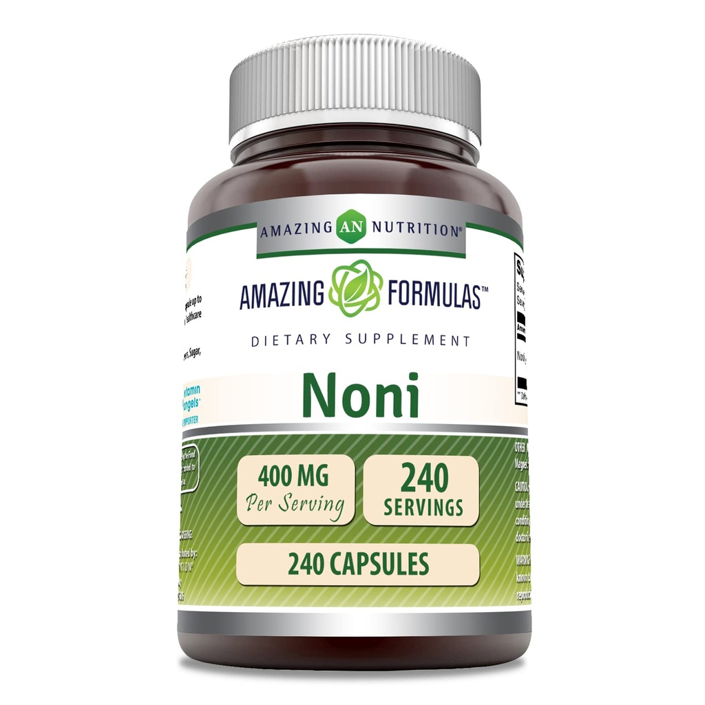 Amazing Formulas Noni 400 Mg per Serving 124; 240 Capsules Suplement None-GMO 124; Gluten Free 124; Made in USA