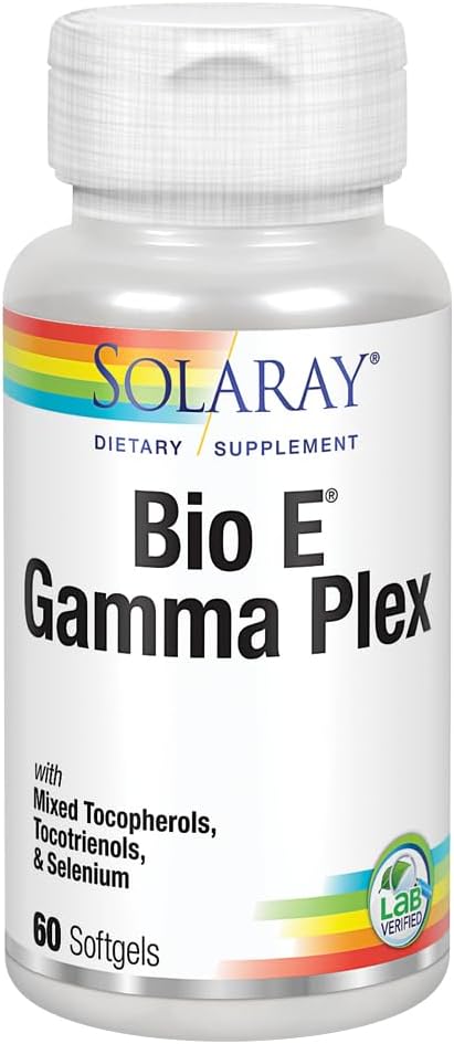 SOLARAY Bio E Gamma Plex 124; Vitamin E dengan Natural Tocopherol Blend untuk Antioksidant Sehat Dukungan 124; 60 Softgels, 30 Serv