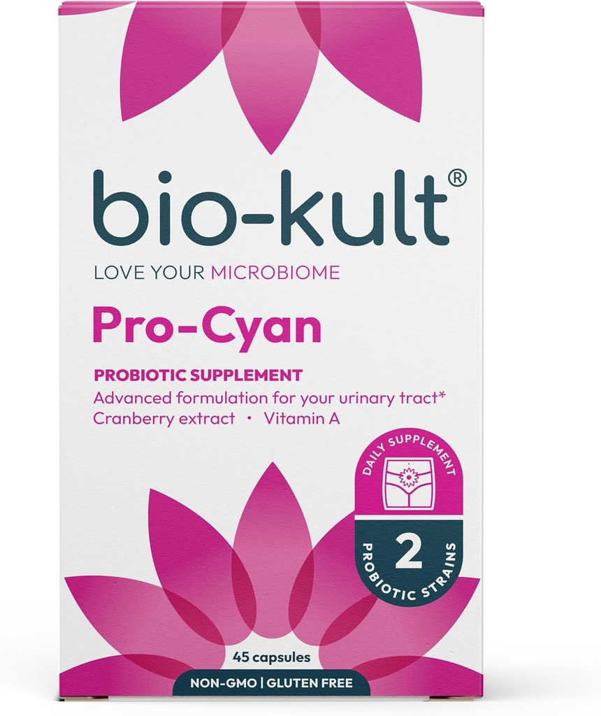 Bio- Kult Pro-Cyan 124; Cranberry Extract + Vitamin A 124; Urinary Tract & Imune Dukung dua belas tahun.