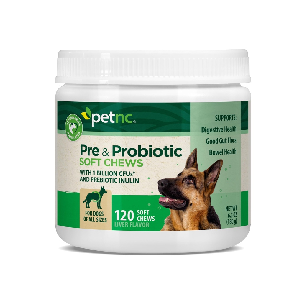 PetNC Natural Care Liver Flavor, Cheese Pre & Probiotic Soft Chews for Dog 120 ct (Paket 1) (Packing May Vary)