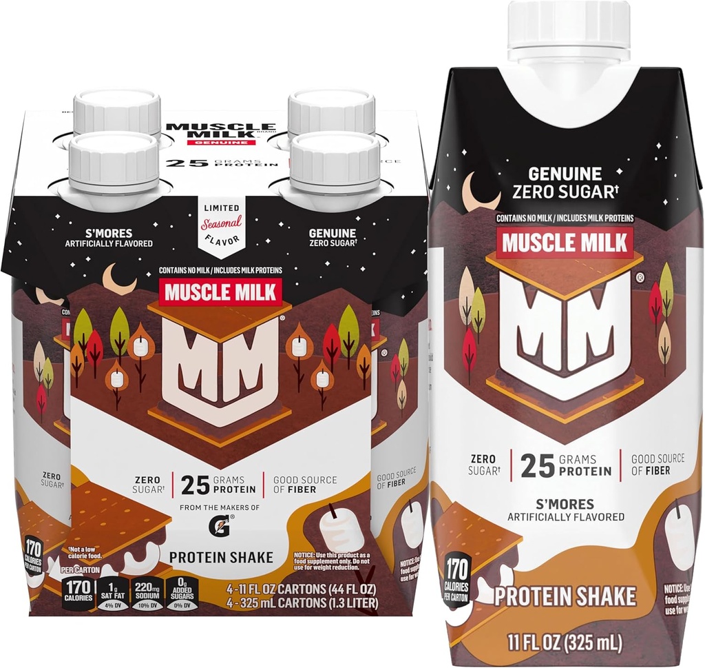 Muscle Milk Genuine Protein Shake, S 'mores, 25g Protein, 11 Fl Oz (Paket 4)