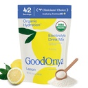 GOODONYA Hldration Organic Electrolyte Drink Mix, bubuk Hidration Organik Tersertifikasi, Non- GMO, Biochecked Glyphosate Free, Low Sugar, Lemonade Flavor, No Articial Flavors, 42 Servicial