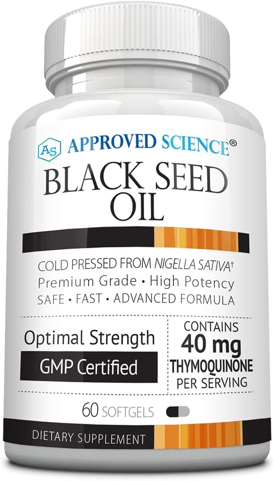 Disetujui Ilmu Hitam Benih Minyak - Dingin Menekan Nigella Sativa - Boost Imunity, Respiratory, Cognitive, dan Digetical Kesehatan - 2% Thymoquinone - 1 Botol - 60 Softgeels - Dibuat di Amerika Serikat