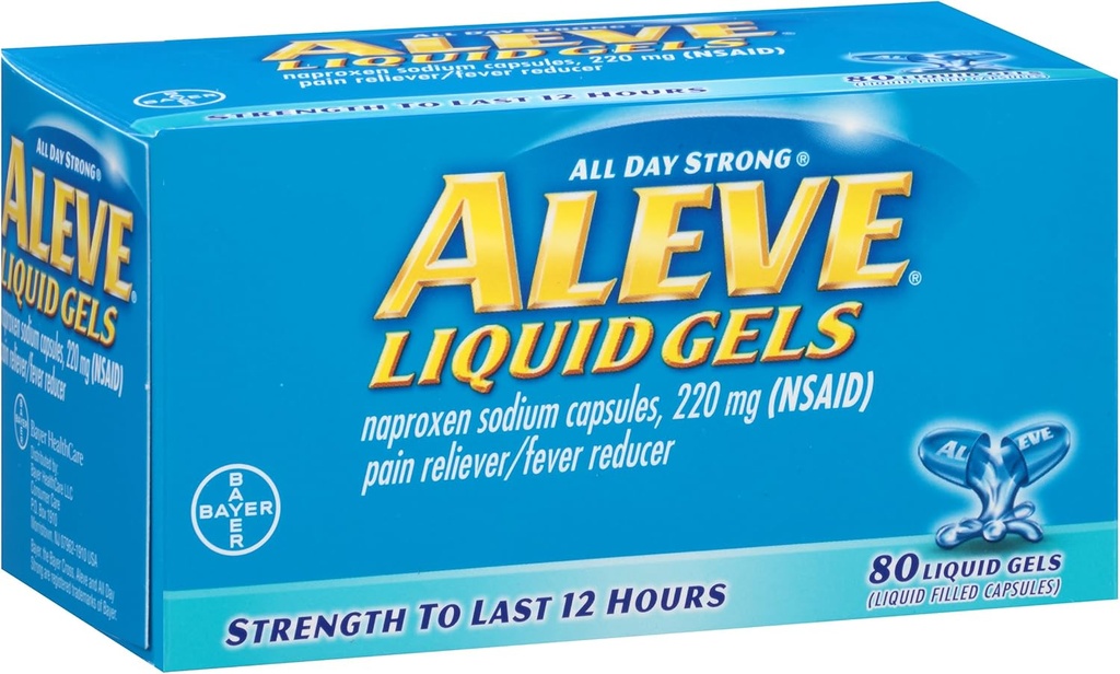 Aleve Liquid Gels dengan Naproxen Sodium, 220mg (NSAID) Reliever / Fever Reducer, 80 Count (Paket 2)