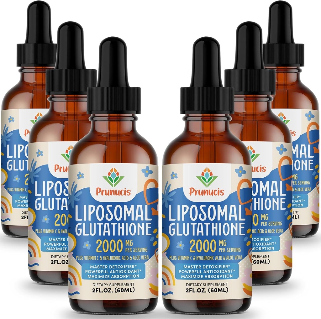 2000MG Lipomal Glutathione Liquid, 98% Absorpsi, Aktifkan Formulir L- Glutathione Suplemen, Vegan Friendly, Powerful Antioksidant Complex for Immune System, Aging Detox, 12 FL.OZ
