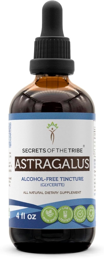 Rahasia dari Tribe Astralus Ticture Alcohol-Free Liquid Extract, Astragalus (Astragalus membranaceus) Root kering (4 FL OZ)